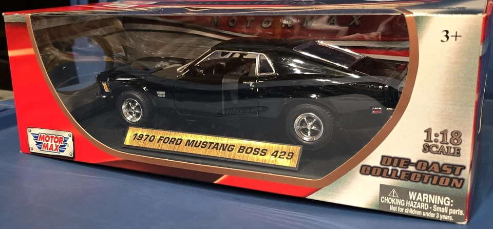 2014 MOTORMAX Die-Cast Collection 1970 Ford Mustang Boss 429 1:18 Black HTF '70 - Image 2 of 4