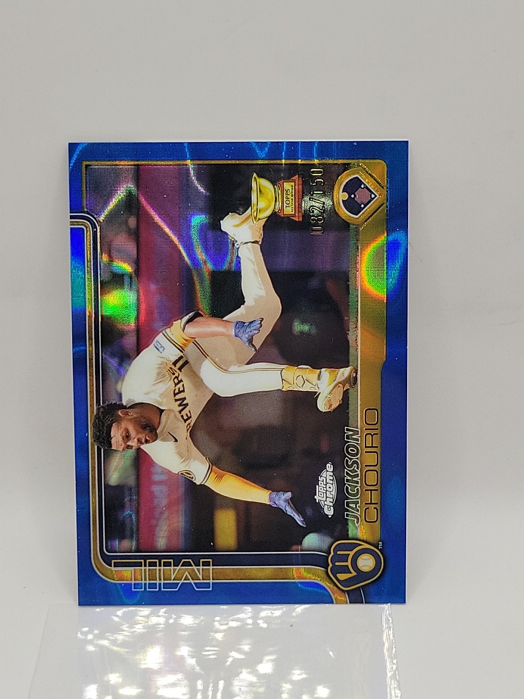 2025 Topps Chrome Jackson Chourio #262 Blue RayWave Refractor #/150