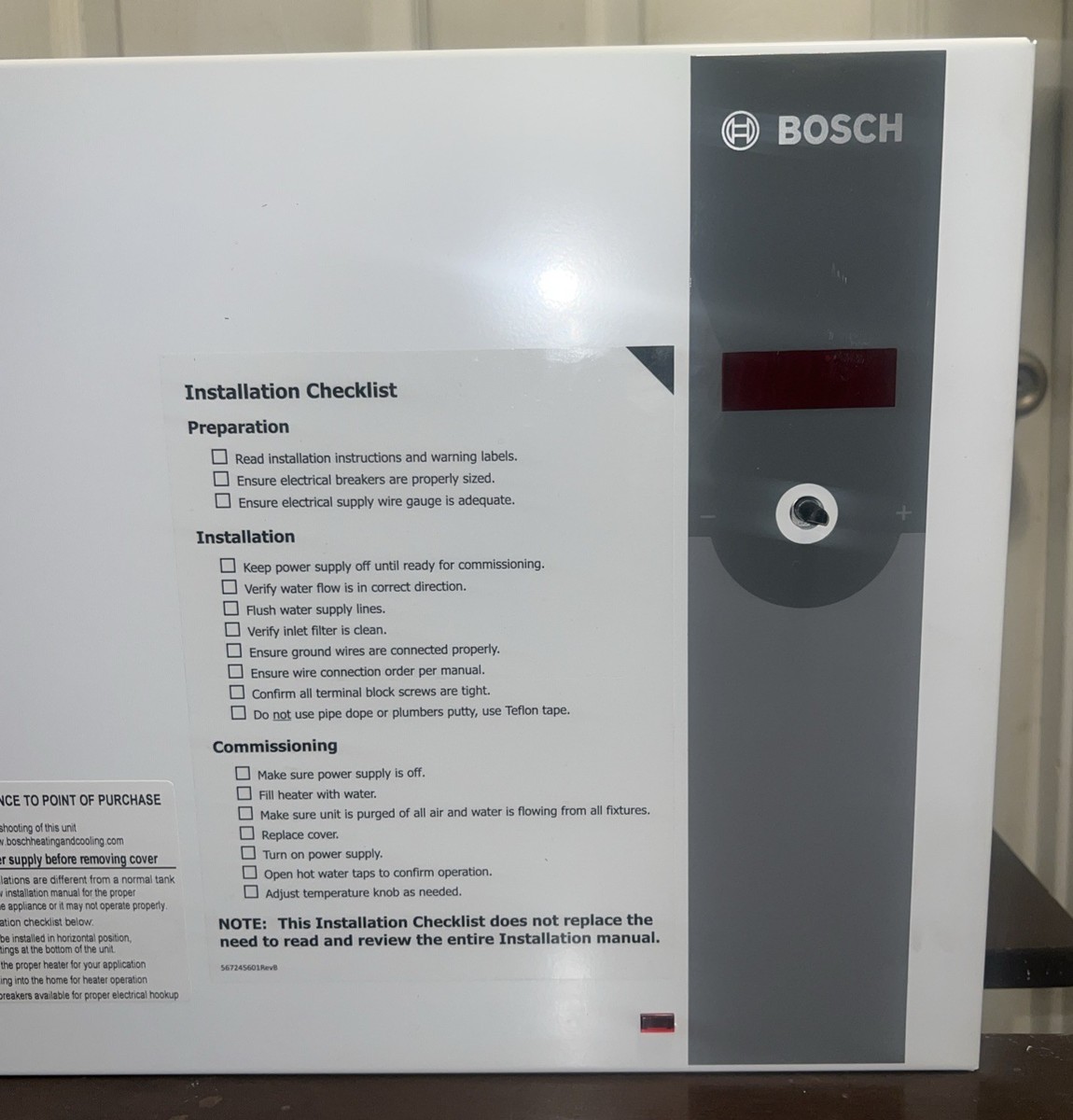 Bosch Tronic 6000C WH27 Electric Tankless Water Heater -Replaces