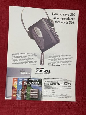 Vintage 1995 Print Ad Rayovac Renewal Reusable Alkaline Battery Advertisement