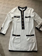 USED CHANEL CHANEL COCO MARK BUTTON DRESS WHITE 34 VERYGOOD