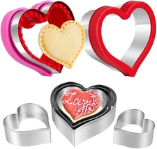 Heart Cookie Cutter Set, 8 Pieces Valentines Day Cutter, Silver 