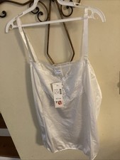 Velrose Nylon Camisole Slip Top 1X Vintage Style White Bridal 90s Romantic