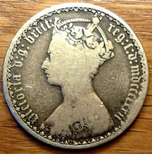 1872 Queen Victoria Gothic Florin 10.8g Sterling Silver Die 140 Great Condition