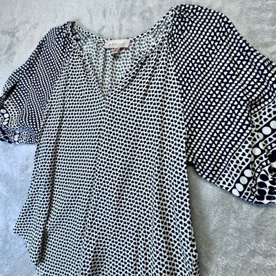 Philosophy Republic Clothing Women's Navy Heart Print Blouse XS Anthropologie
