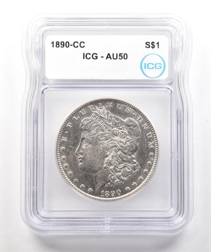 1890-CC Morgan Silver Dollar AU50 ICG *4259