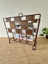 Vintage Metal Magazine Rack - Album Holder - Copper Tone