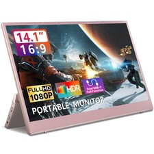 USED  14.1" Dopesplay Portable Monitor 60hz HDR USB HDMI Speakers PC Phone Rose