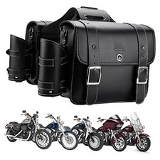 PU Leather Motorcycle Saddlebags with Cup Holder Throw Over Saddle bags 20L