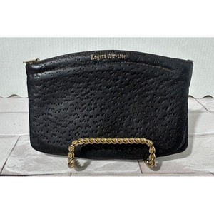 Vintage Rogers Air-Tite Black Imported Sheepskin Clutch Zipper Tobacco Pouch Bag