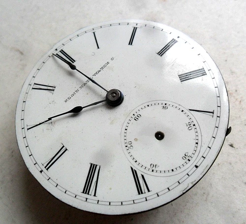 1883 Antique Elgin National Watch Model 4 Grade 6 18S Movement & Dial 4 Parts