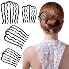 4 Pieces Vintage Side Combs U Shape French Twist Pin Hair Fork Clip Messy Bun Ma