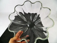 Large Serving Bowl Scalloped Clear Thick Glass Salads Pastas Punches Mid Century