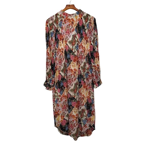 NWOT Anthropologie Shara Pleated Long Sleeve Floral Midi Dress Size S