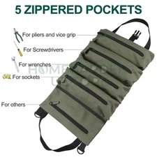Multi-Purpose Roll Up Tool Bag Wrench Pouch Heavy Duty Hanging Organizer for Men