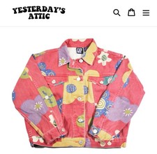 Vintage Gap Pattern Pink Denim Flowers 90s Jacket Size Youth Large
