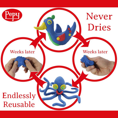 Reusable and Non-Drying Oil-Based Plasticine Modeling Clay, Primary Colors, 1...