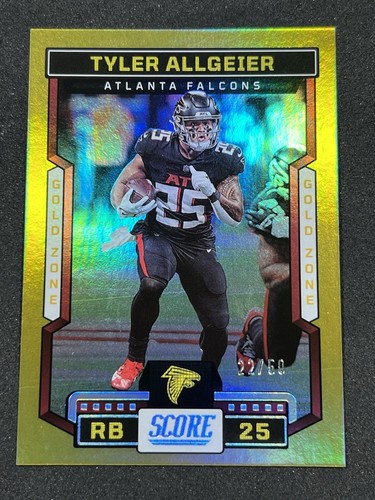 2023 Score Tyler Allgeier Gold Zone Foil Parallel #38 /50 SSP SP Falcons