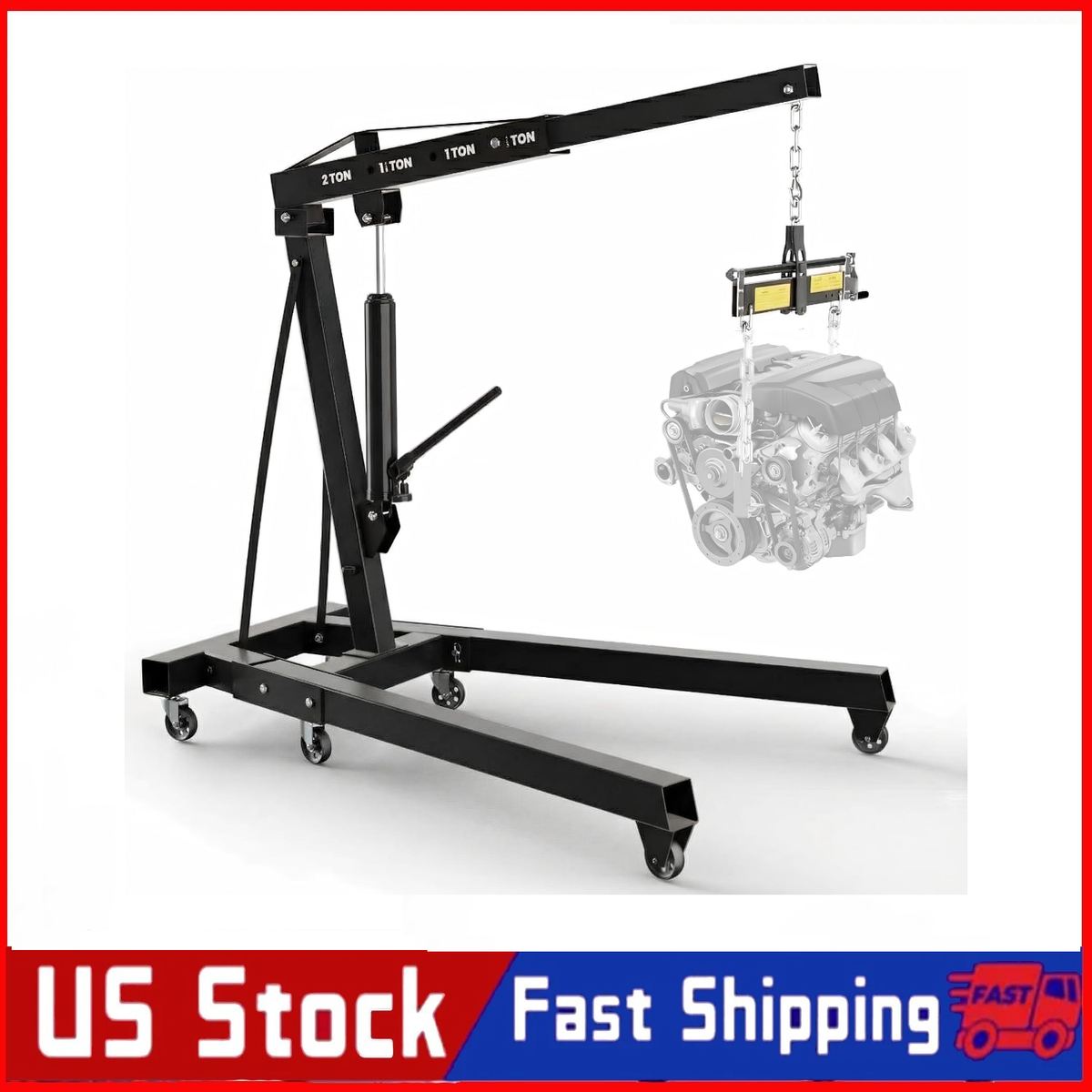 🔝2 Ton Hydraulic Engine Hoist with Lever Stabilizer Cherry Picker
