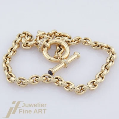Kette/Collier - Rundanker - 28 Brillanten ges. ca. 0,42ct - 14K/585 Gelbgold - Bild 1 von 4