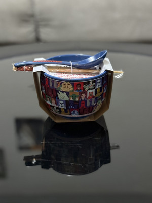 NEW Classic Star Wars Collage 20oz Blue Ceramic Noodle Bowl w/Chopsticks & Spoon