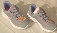 Skechers Girls Slip-Ins Bounder Simple Cute Shoes Memory Foam Gray Sz 11 NEW