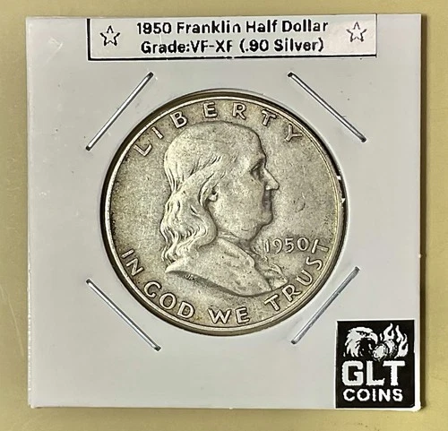1950-D Franklin Half Dollar ✦ VF–XF ✦ Denver Mint ✦ 90% Silver