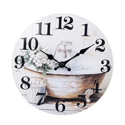 Bathroom Wall Clock Rustic Style Waterproof Glass Wall Clocks for 8'' Brown