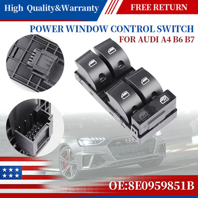 Power Window Lifter Master Control Switch Button 8ED959851 For Audi A4 S4 B6