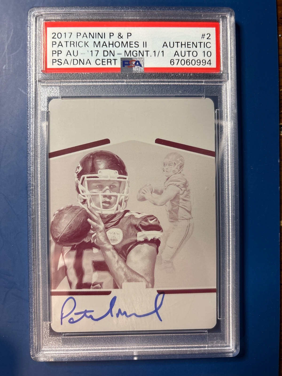 2017 Panini P&P Patrick Mahomes 1/1 Authentic PSA GEM MT 10 Rookie Auto