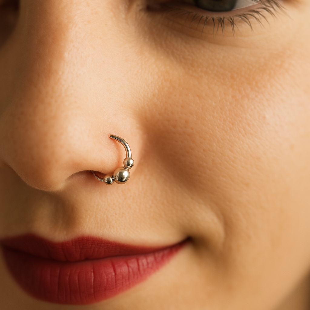 Nose Ring 3 Ball 925 Sterling Silver Piercing Hoop Tragus Helix Lobe Jewellery