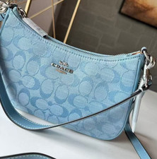 CH139 Coach Light Blue Teri Shoulder Bag Signature Chambray Outlet Products