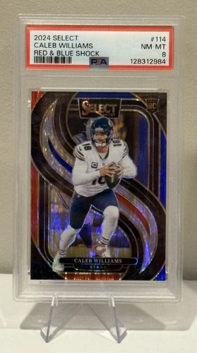 2024 Select Premier Level CALEB WILLIAMS #114 Red & Blue Shock Prizm (RC) PSA 8