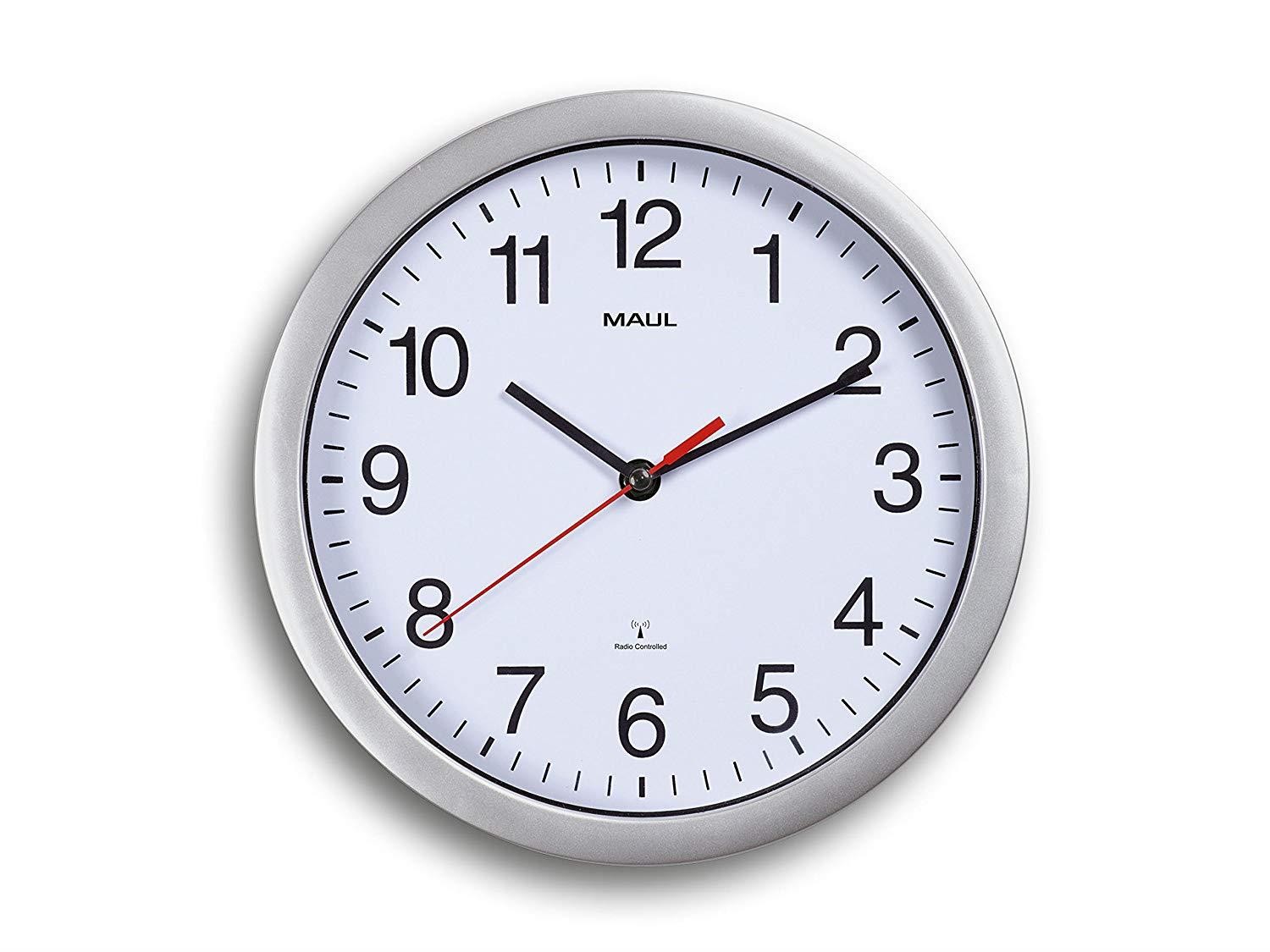 Horloge murale RC MAULrun 25 cm boîtier argent et verre minéral de qualité
