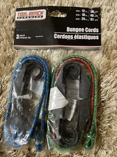 3-Count Pack Of Tool Bench Hardware Bungee Cords - One 12 in  One 18 in One 24in