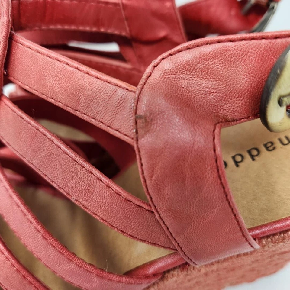 Sandalias de cuña alpargata rosa coral Madden Girl tacón para mujer talla 8,5 M J1 Foto 3 de 4