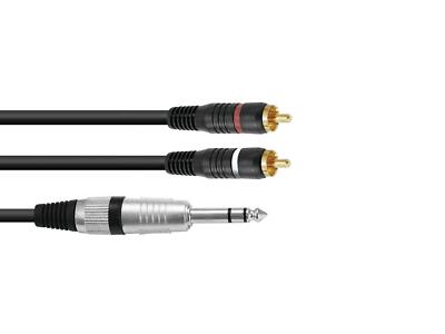 Omnitronic Adapterkabel 6,3 mm Klinkenstecker Stereo - 2x Cinch Stecker, 1,5m sw