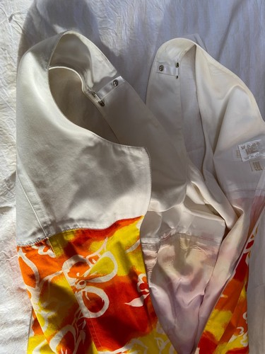 ESCADA VINTAGE COTTON SUN DRESS WHITE BODICE FLORAL PRINT IN ORANGE 42 8 ITALY - Picture 7 of 12