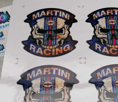 Martini Racing Schädel Aufkleber Scratch Rustee Vinyl Schneide