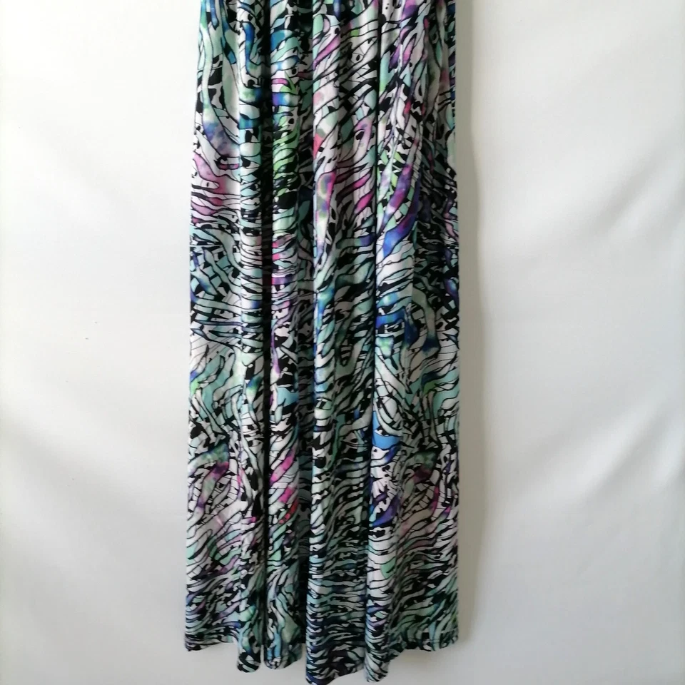 Просто любовь женщин многоцветный абстрактный печать v-образным вырезом со сборками макси платье размер M - Изображение 4 из 4