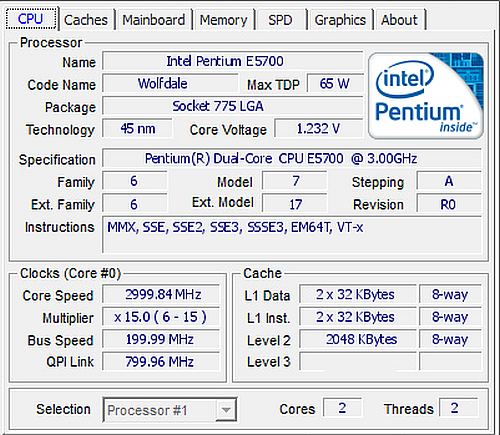☆5155☆ Intel Pentium E5700 3GHz Wolfdale Dual-Core SLGTH 65W