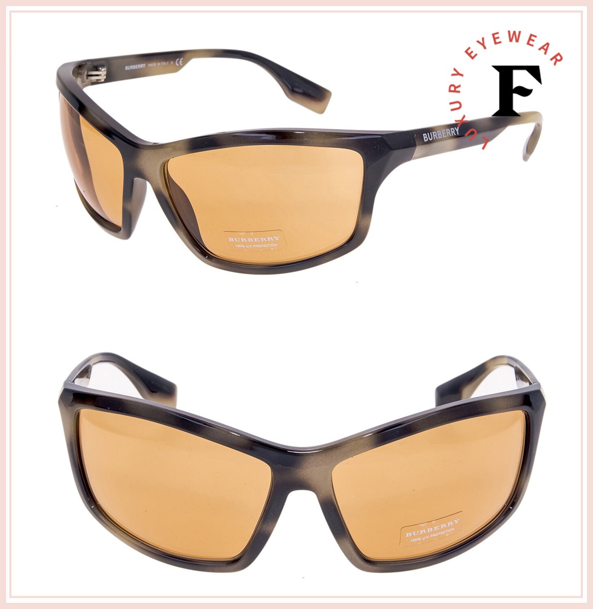 BURBERRY 4297 Wrap Mask Spotted Beige Orange Sunglasses BE4297S