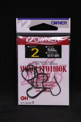 OWNER Mosquito Bait Hooks 5177-091 Size 2 - 9 pack Black Chrome Super Needle