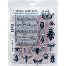 Tim Holtz Stampers Anonymous "ENTOMOLOGY" Insects Rubber Cling Stamp Set