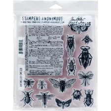 Tim Holtz Stampers Anonymous "ENTOMOLOGY" Insects Rubber Cling Stamp Set