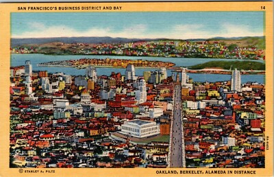 San Francisco's Business District Oakland Berkeley Alameda In Distance Postcard