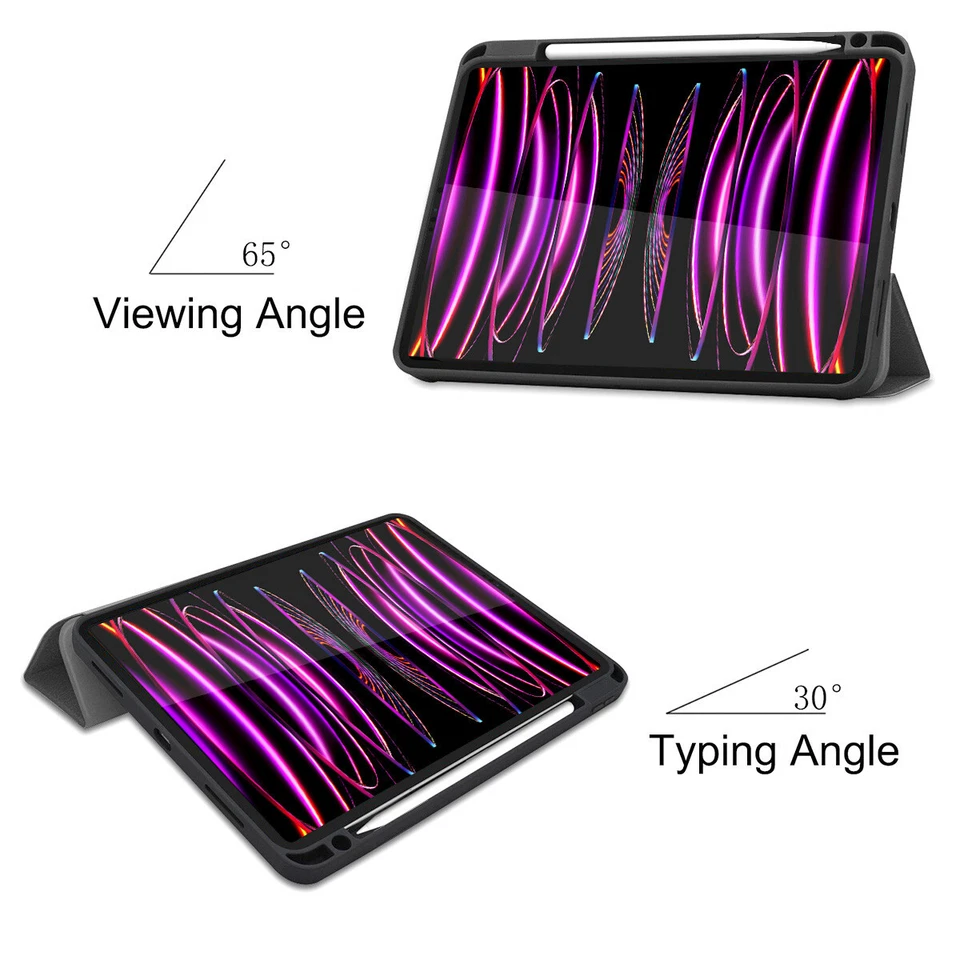 For iPad Pro 11 in 4th 3rd 2nd Cover Stand Magnetic Leather Case w/Pencil Holder - Image 3 of 4