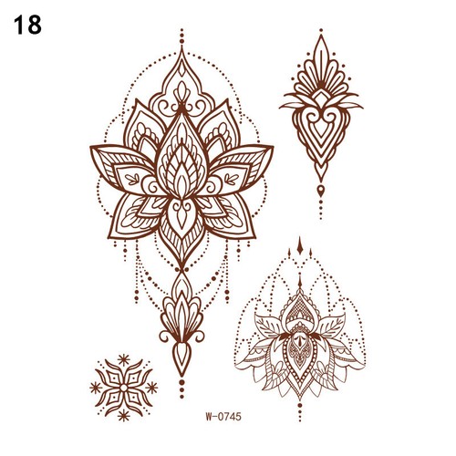 Henna Tattoo Lace Flower Temporary Fake Tattoo Waterproof Red Tattoo Sticker ~ - Picture 42 of 42