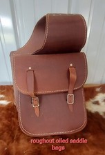 HORSE Tack Saddle Bags oiled leather rough out Western gift hunter hunting