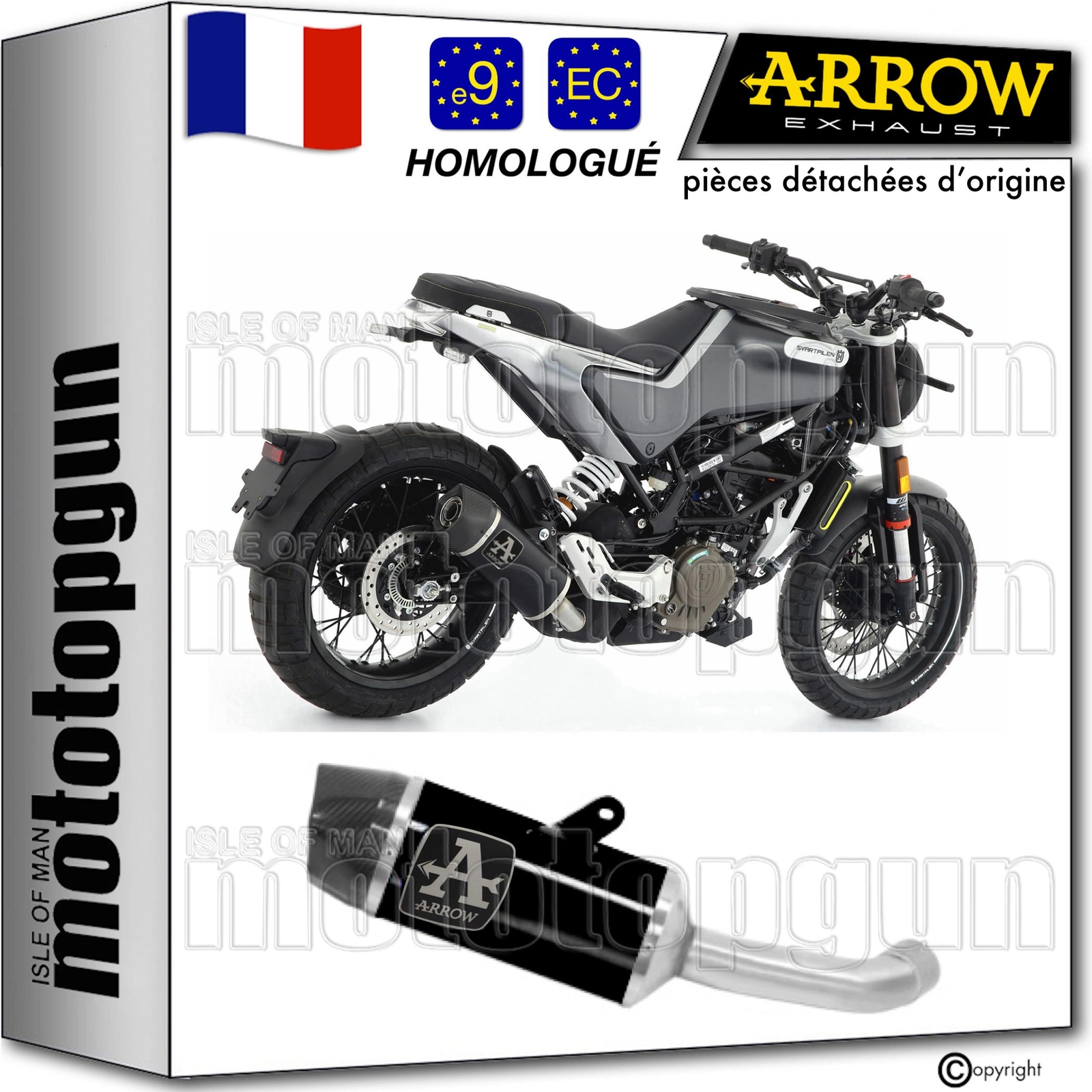 Ligne de silencieux noir Arrow Indy-Race homologuée pour Husqvarna Vitpilen 125 2021